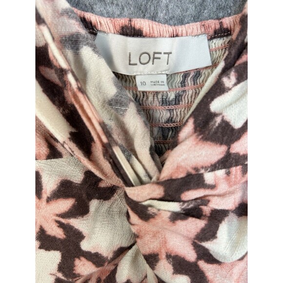 Loft Dress Size 10 Pink Floral Smocked Back Strappy Midi Sleeveless Boho Fairy - Picture 6 of 6